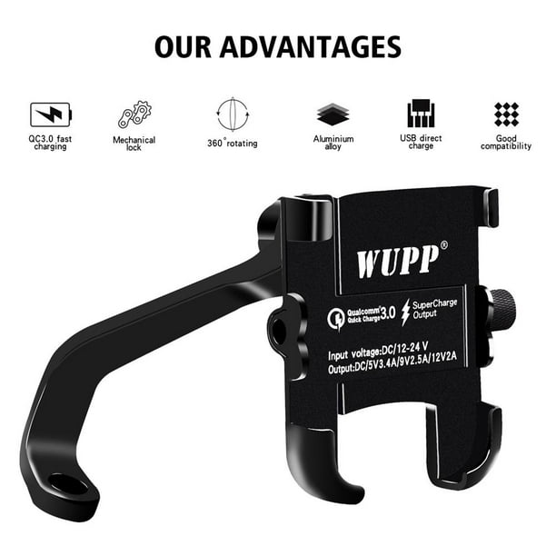 waterproof QC3.0 fast charge multi-function phone holder mirror holder bracket waterproof QC3.0 fast charge multi-function phone holder mirror holder bracket